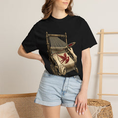 Red Loom Tee worn Printify context view on a Black Comfort Colors 1717 tee