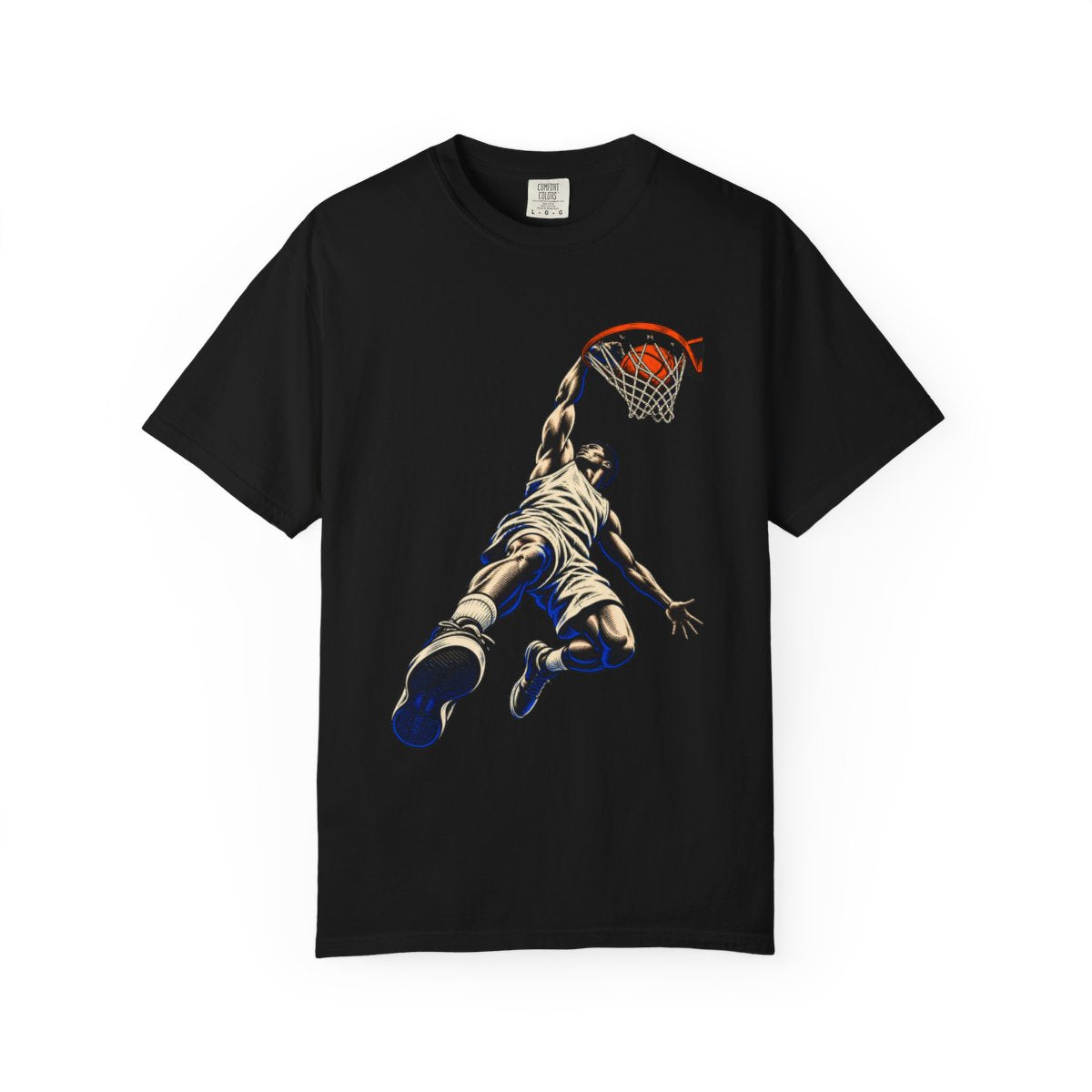Sky Dunk Tee large front print on a Black Comfort Colors 1717 tee