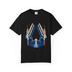 Bridge Lift Tee large front print on a Black Comfort Colors 1717 tee
