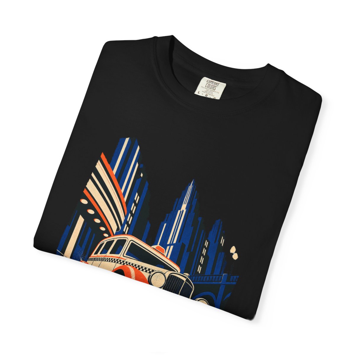 Corner Taxi Tee folded front print detail
