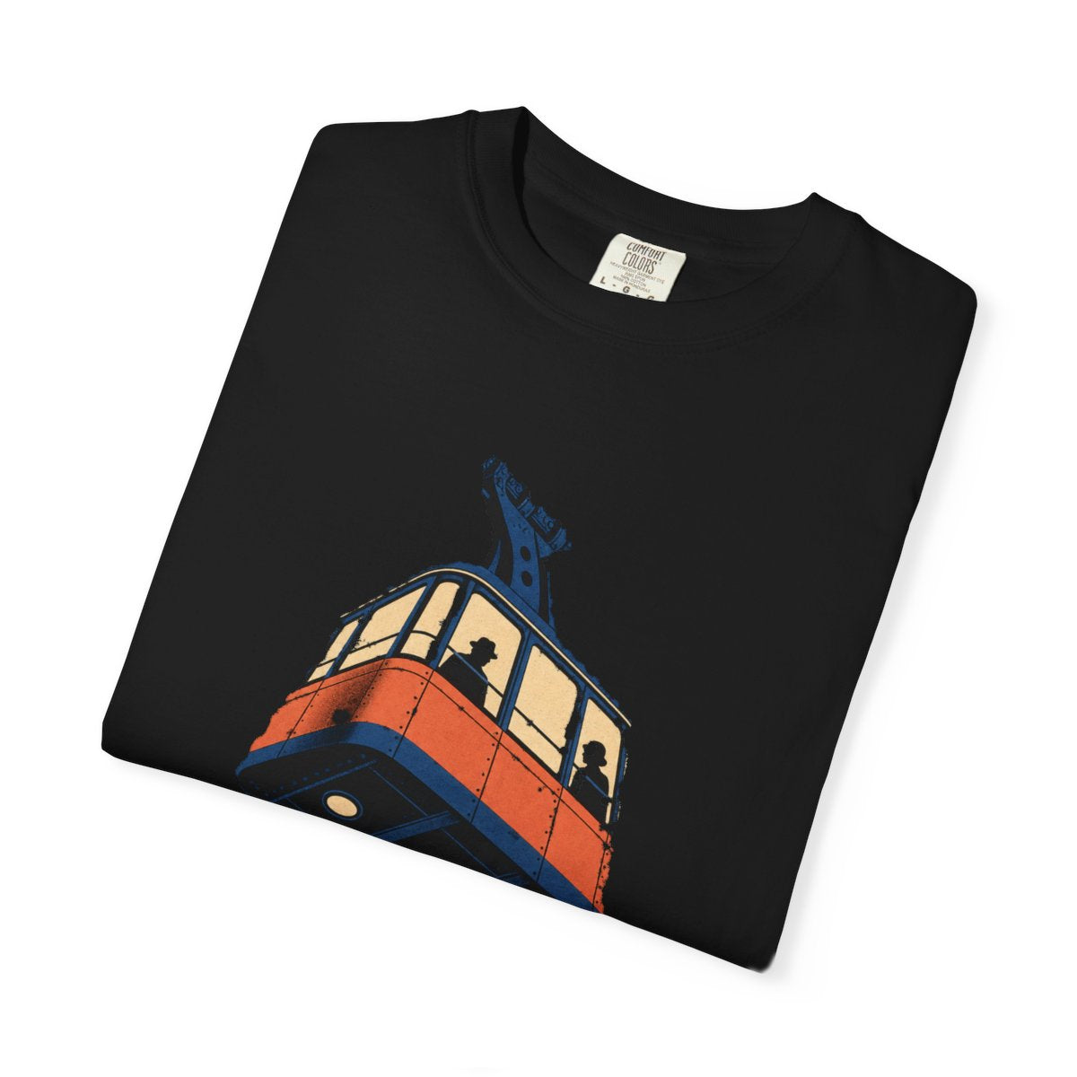 Sky Tram Tee folded front print detail