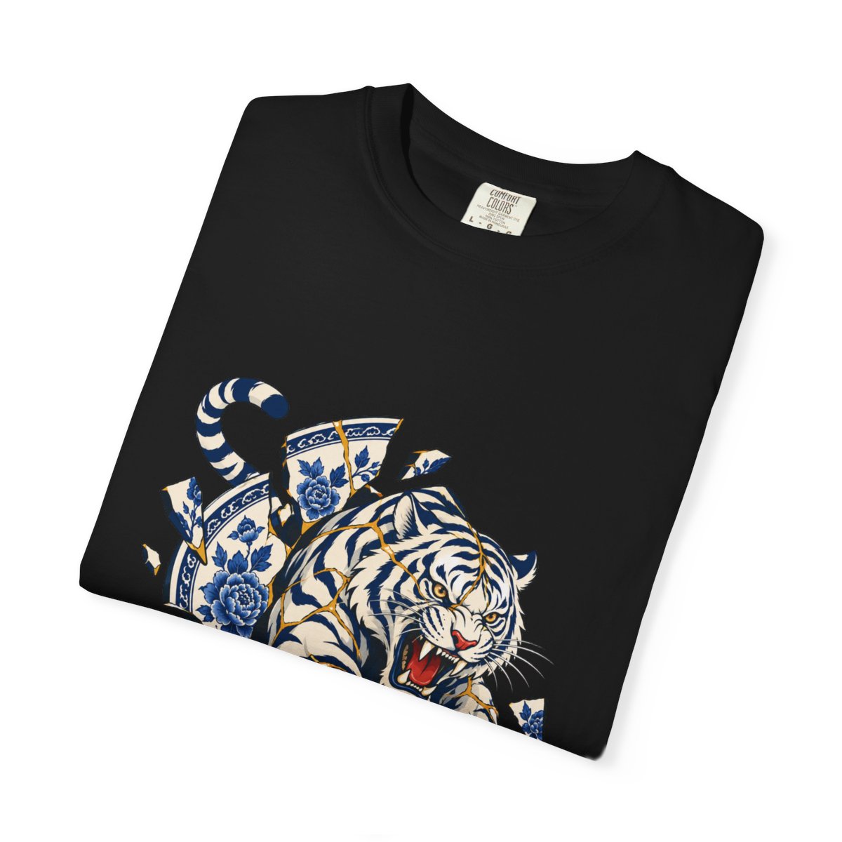 Porcelain Tiger Tee folded front print detail