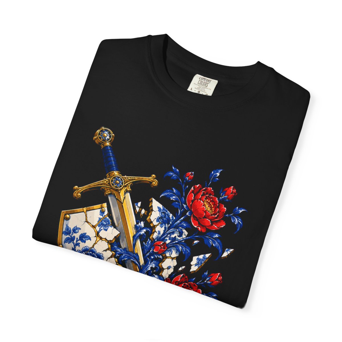 Sword in Bloom Tee folded front print detail
