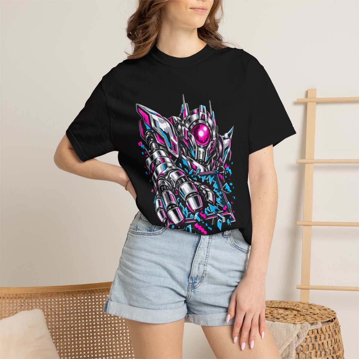 Boss Arrival Tee worn Printify context view on a Black Comfort Colors 1717 tee