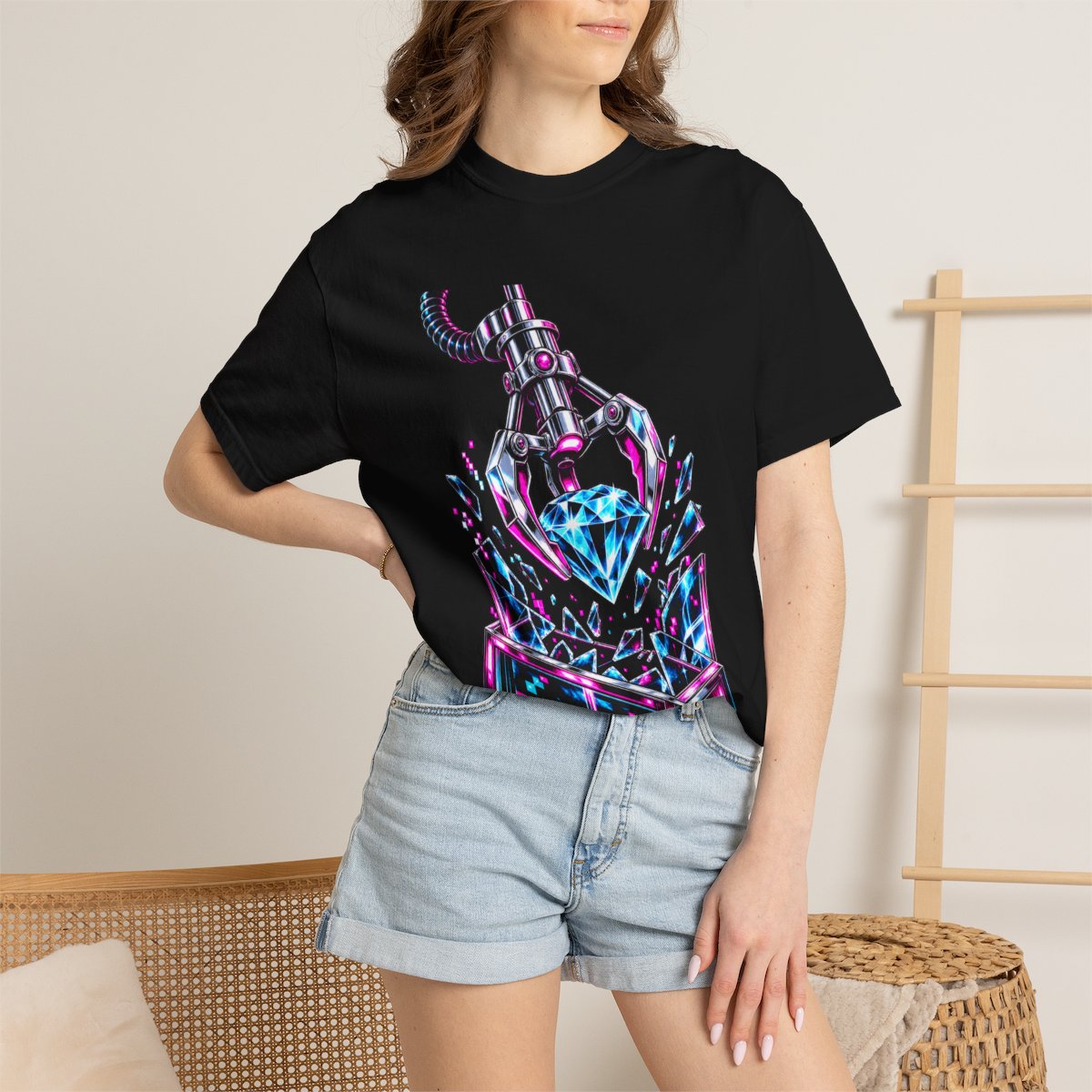 Diamond Claw Tee worn Printify context view on a Black Comfort Colors 1717 tee