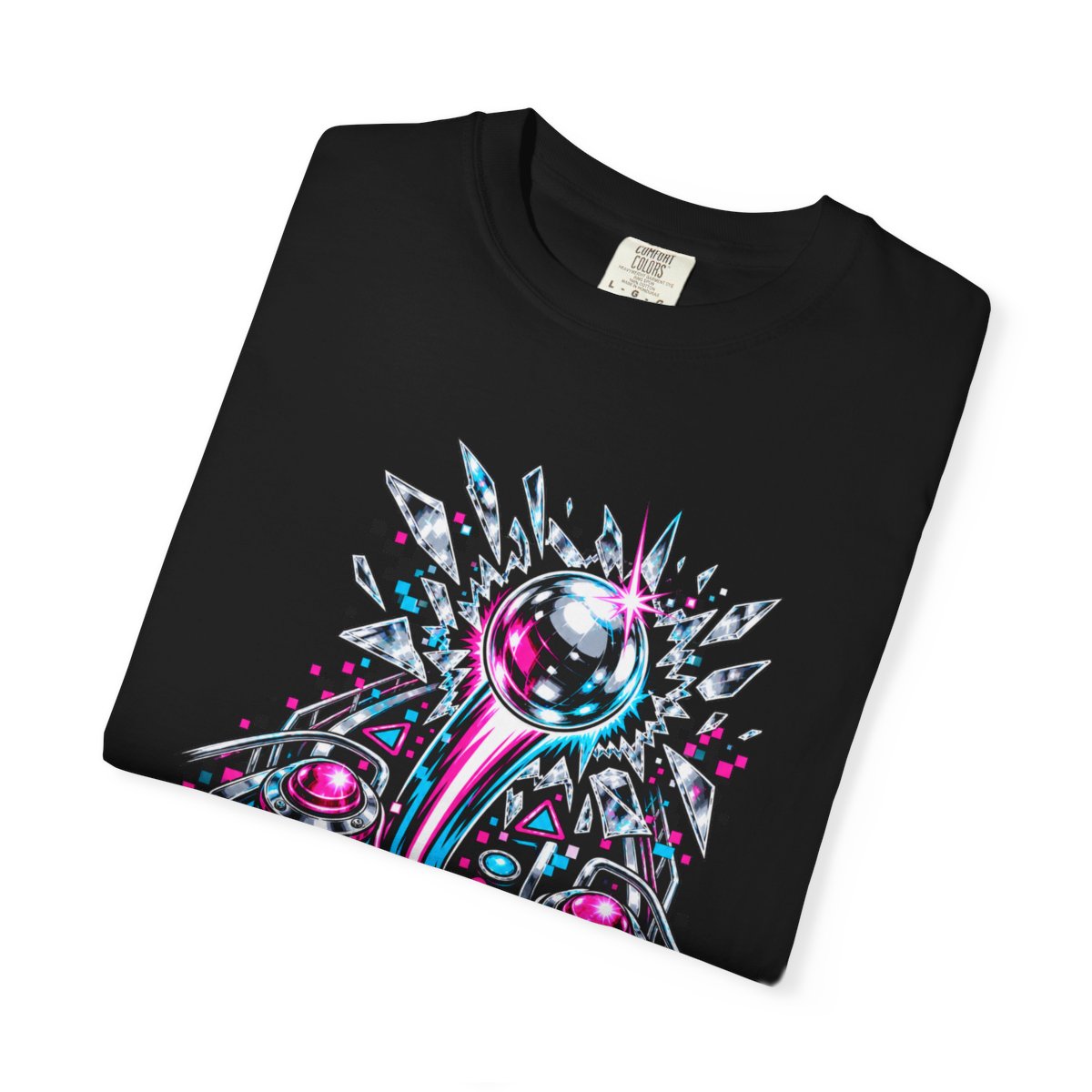 Pinball Strike Tee folded front print detail