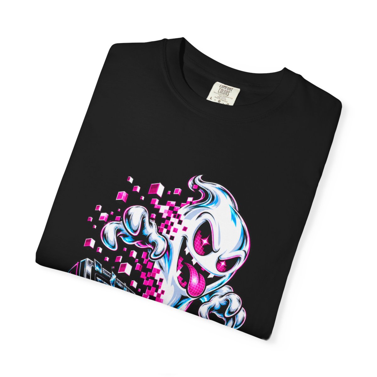 Pixel Ghost Tee folded front print detail