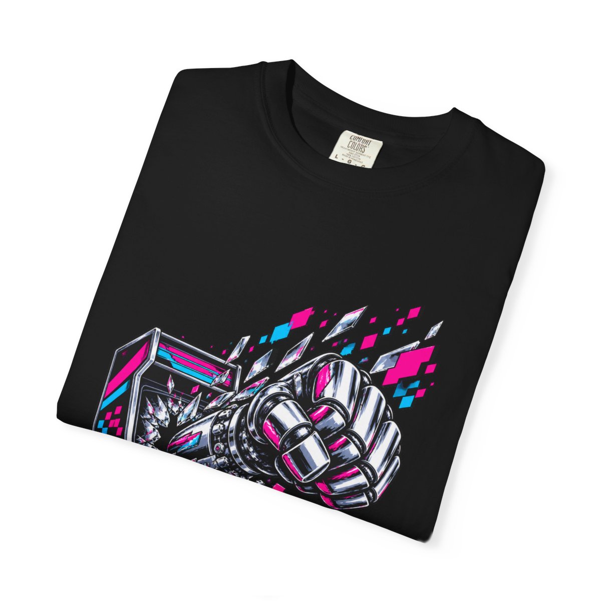 Screen Punch Tee folded front print detail