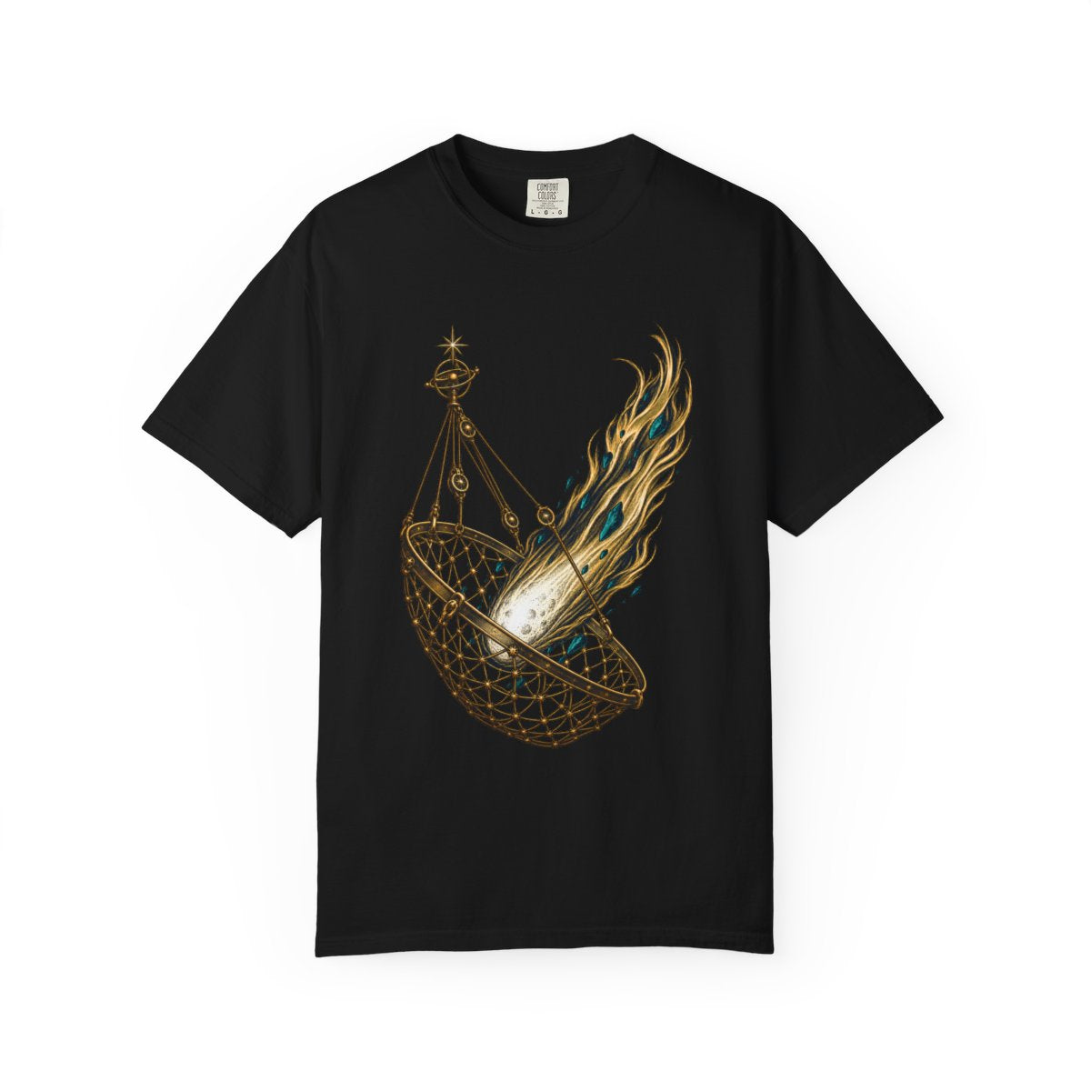 Comet Snare Tee large front print on a Black Comfort Colors 1717 tee
