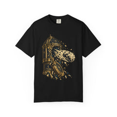 Meteor Vault Tee large front print on a Black Comfort Colors 1717 tee