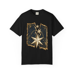 Star Map Tear Tee large front print on a Black Comfort Colors 1717 tee