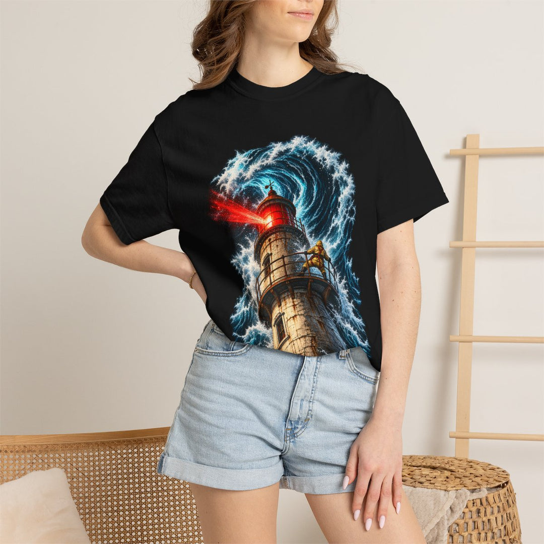 Last Light Standing Lighthouse Storm Front Print Tee