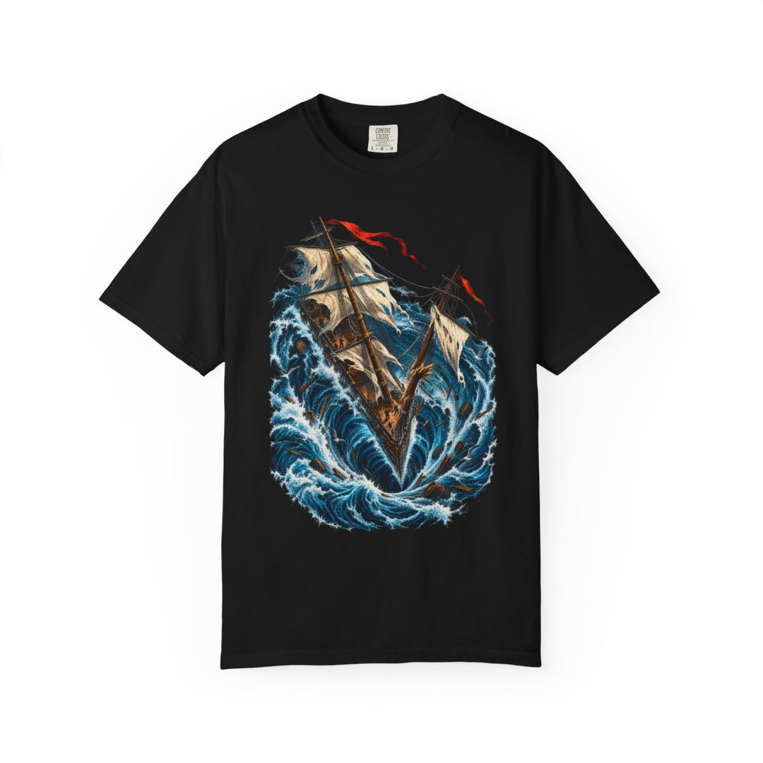 Mast Down Tall Ship Maelstrom Front Print Tee