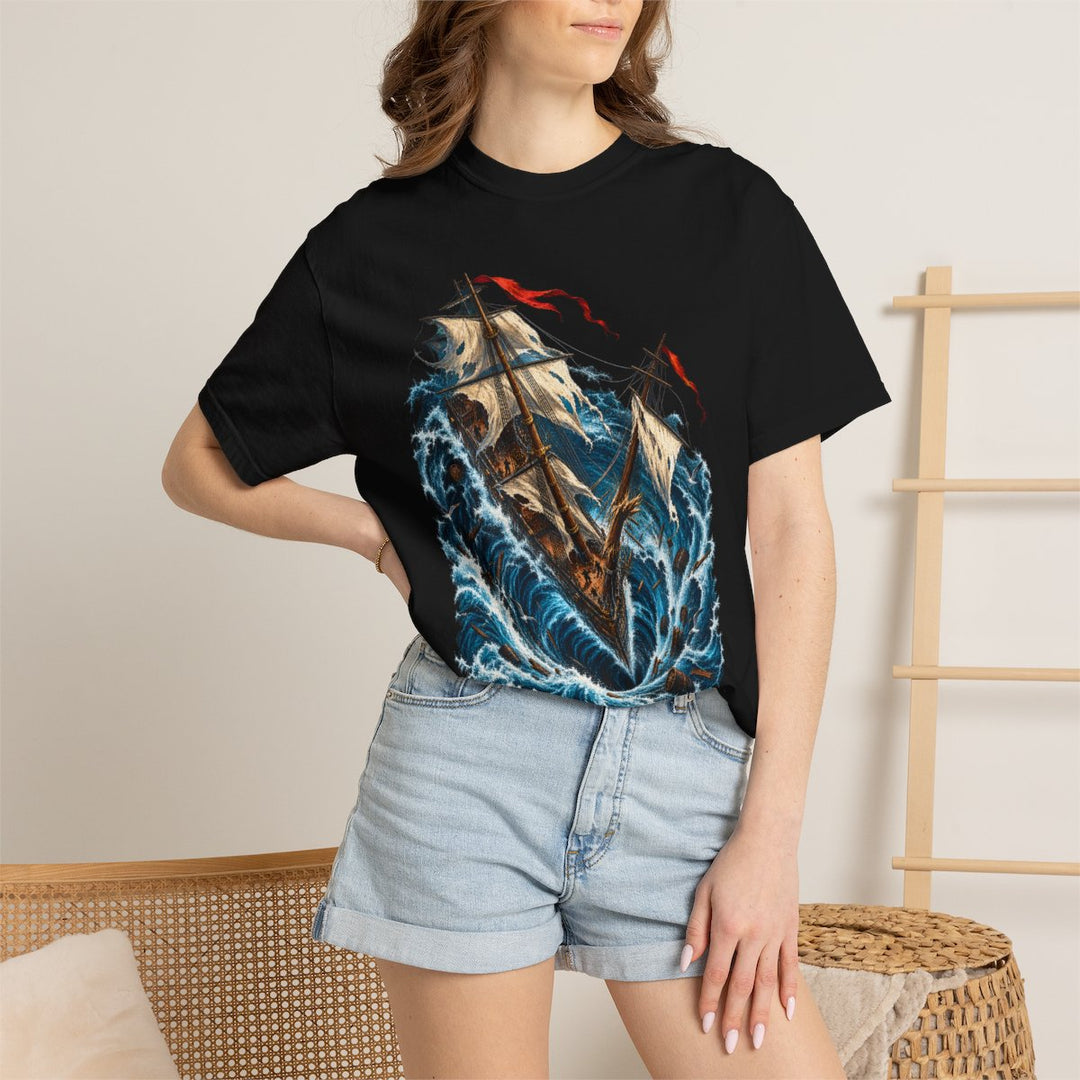 Mast Down Tall Ship Maelstrom Front Print Tee