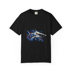 Reef Breakout Tee large front print on a Black Comfort Colors 1717 tee