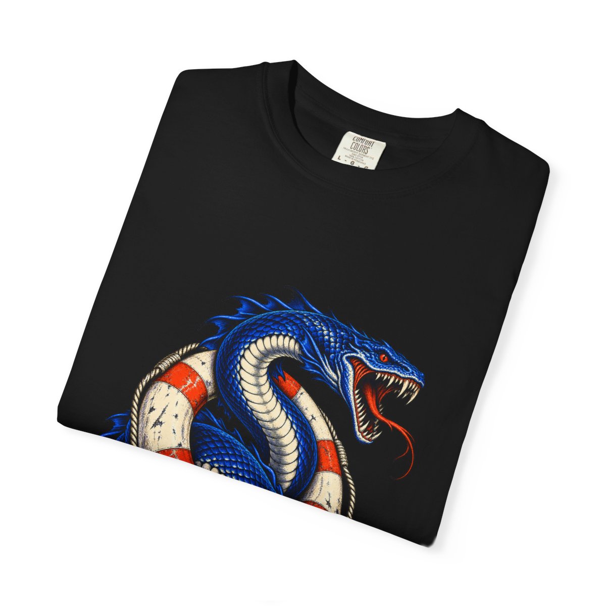 Serpent Ring Tee folded front print detail