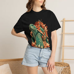 Mesa Tortoise Tee worn Printify context view on a Black Comfort Colors 1717 tee