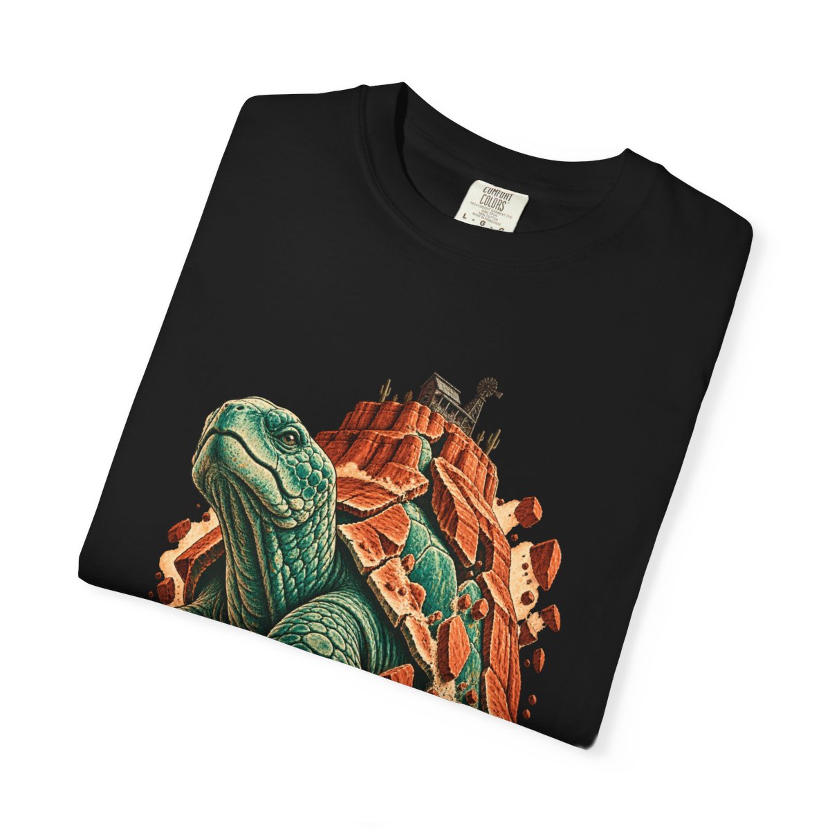 Mesa Tortoise Tee folded front print detail