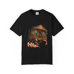 Saloon on Legs Tee large front print on a Black Comfort Colors 1717 tee