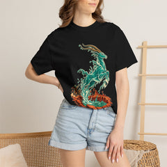 The Oasis Runs Tee worn Printify context view on a Black Comfort Colors 1717 tee