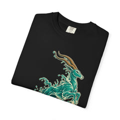 The Oasis Runs Tee folded front print detail
