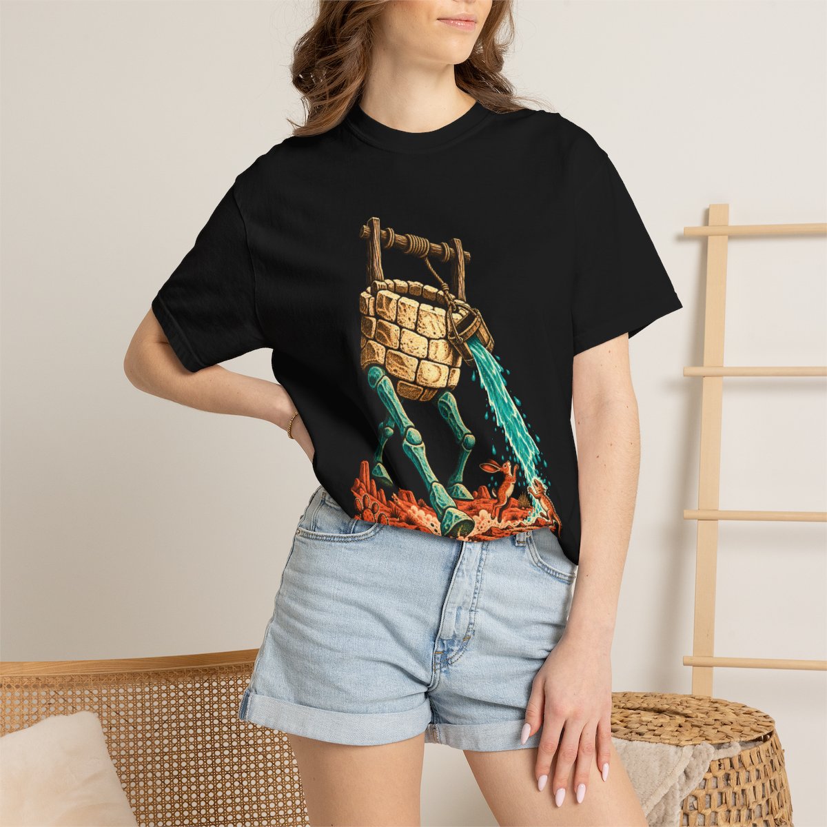The Well Walks Tee worn Printify context view on a Black Comfort Colors 1717 tee