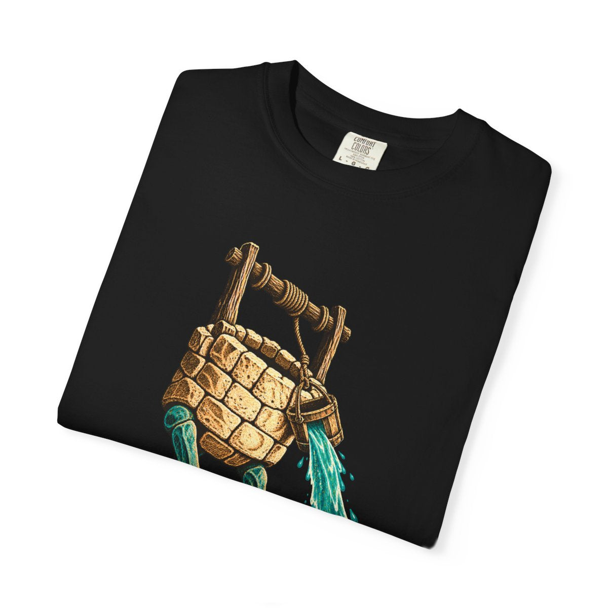 The Well Walks Tee folded front print detail