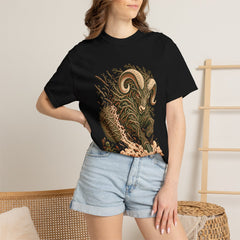 Tumbleweed Rising Tee worn Printify context view on a Black Comfort Colors 1717 tee