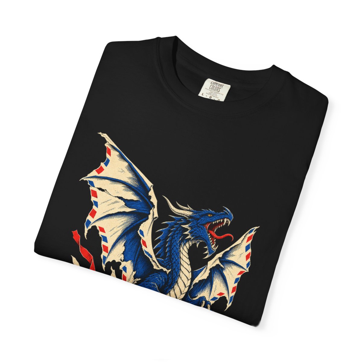 Dragon Letter Tee folded front print detail