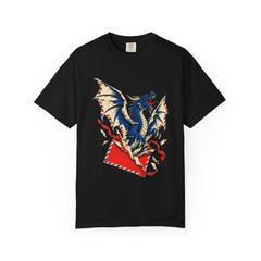 Dragon Letter Tee large front print on a Black Comfort Colors 1717 tee