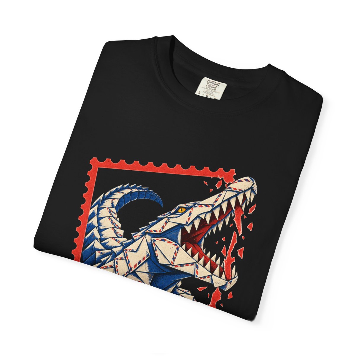 Paper Crocodile Tee folded front print detail