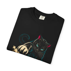 Checkmate Cat Tee folded front print detail