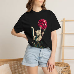 Crystal Catch Tee worn Printify context view on a Black Comfort Colors 1717 tee