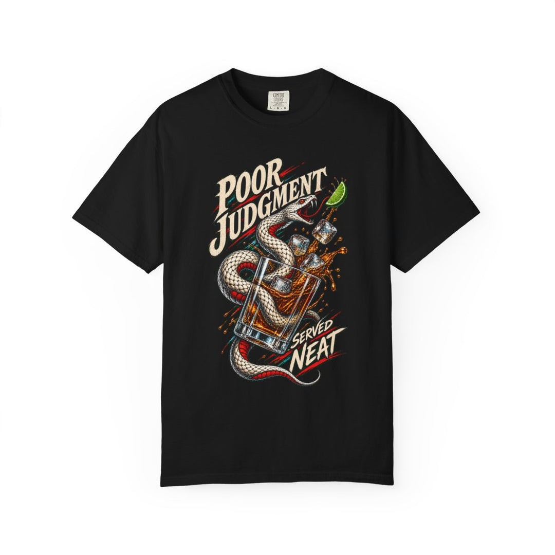 Poor Judgment Served Neat Serpent Cocktail Front Print Tee