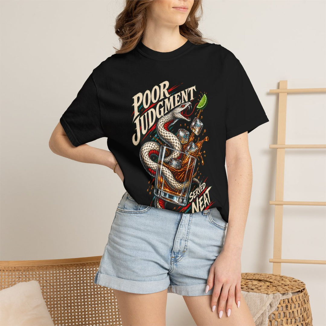 Poor Judgment Served Neat Serpent Cocktail Front Print Tee