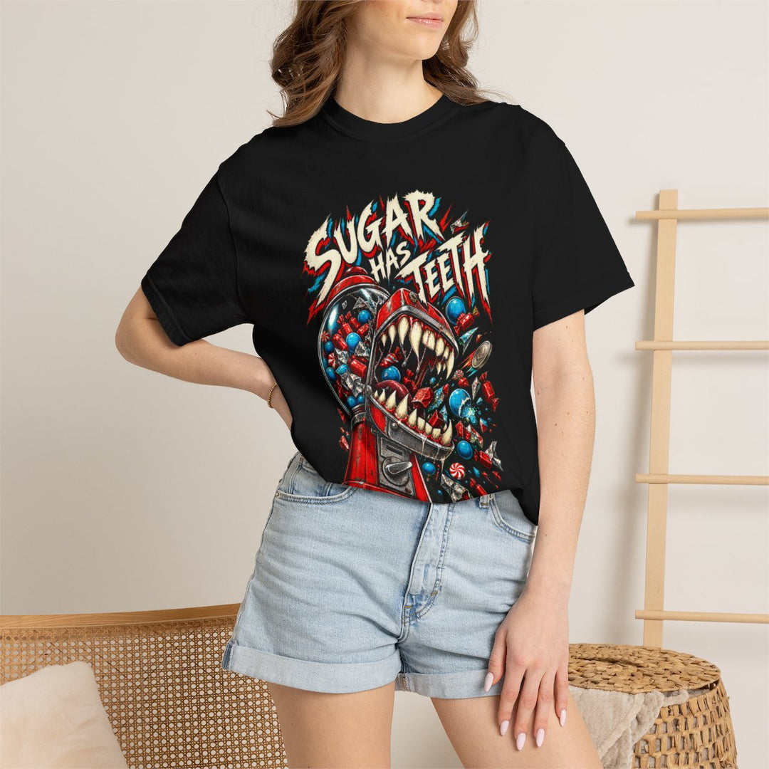 Sugar Has Teeth Candy Machine Horror Front Print Tee