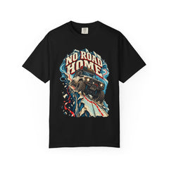 No Road Home Overland Truck Front Print Tee large front print on a Black Comfort Colors 1717 tee