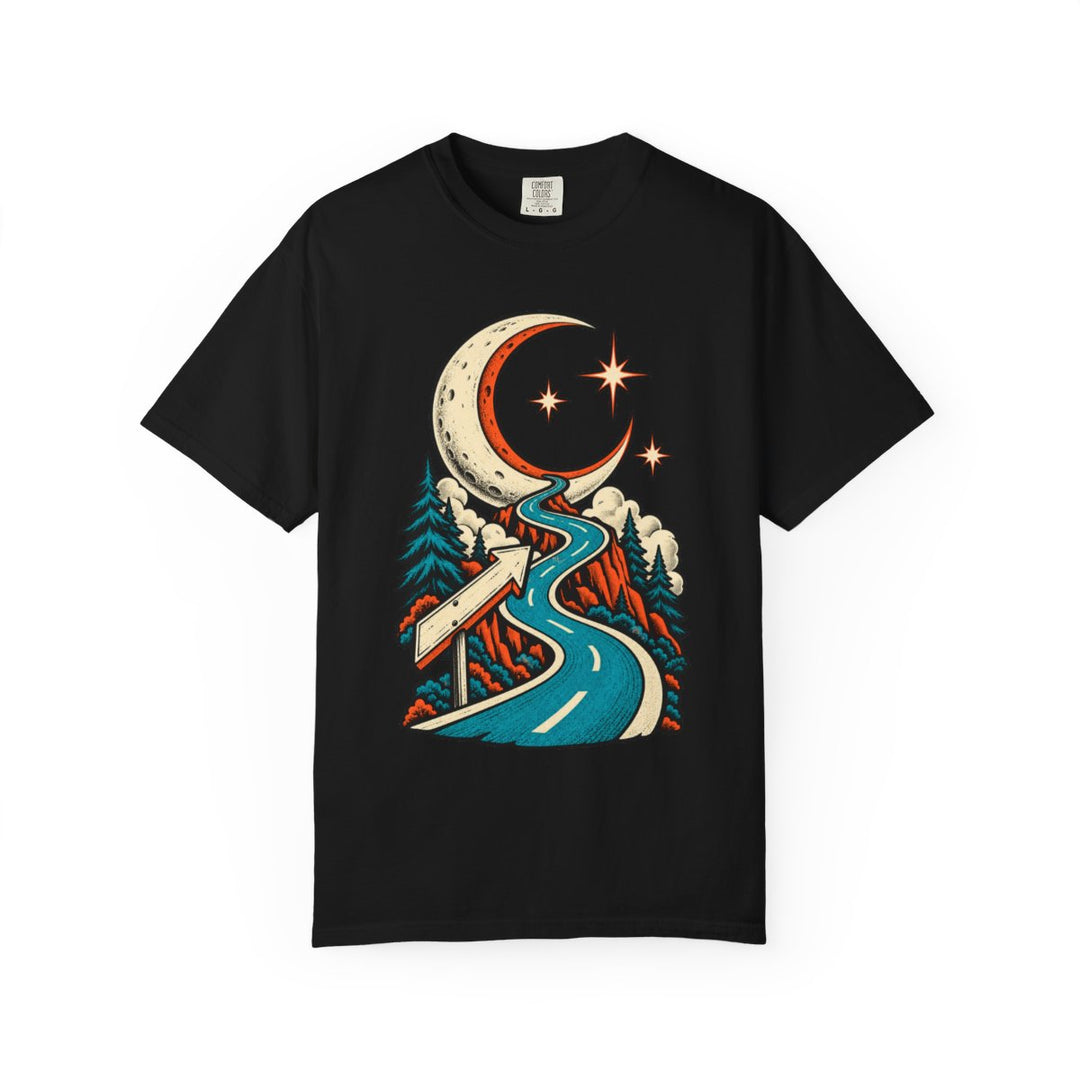 Road Sign to the Moon Front Print Tee