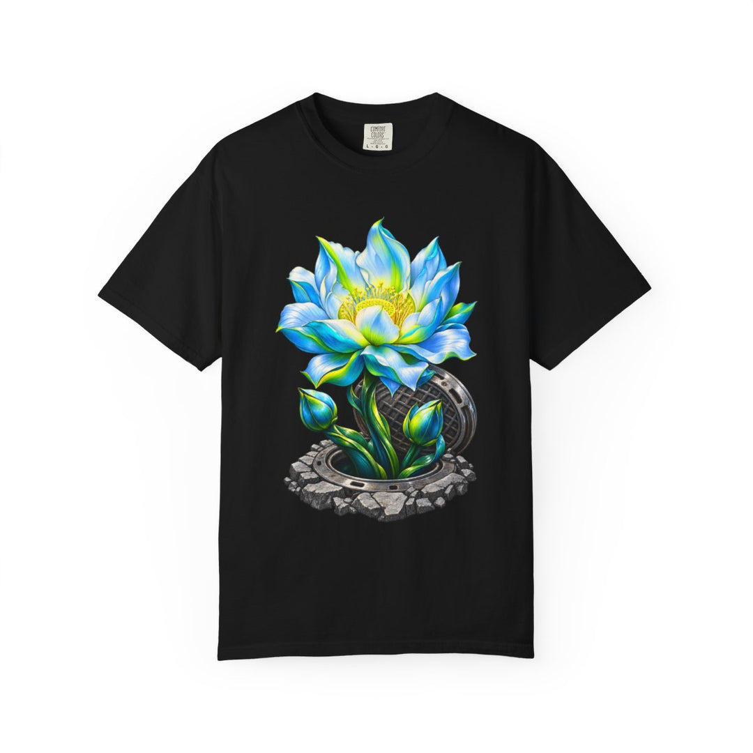 Lotus Lifting the Manhole Front Print Tee