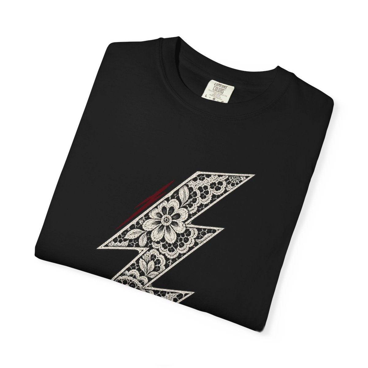 Lace Lightning Front Print Tee folded front print detail