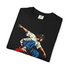 Airtime Debt Skateboard Ollie Front Print Tee folded front print detail