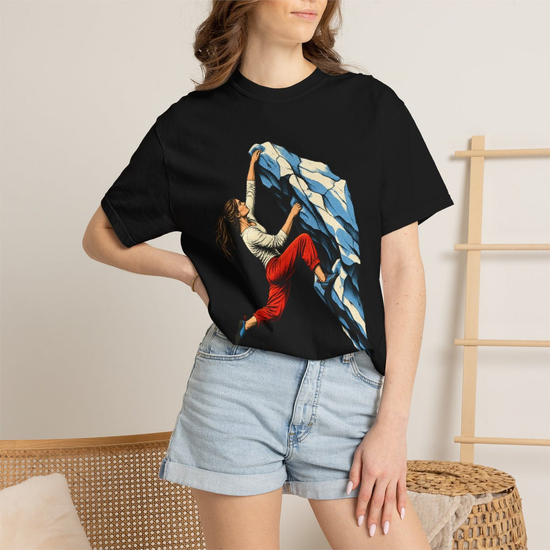 Last Good Hold Bouldering Climber Front Print Tee
