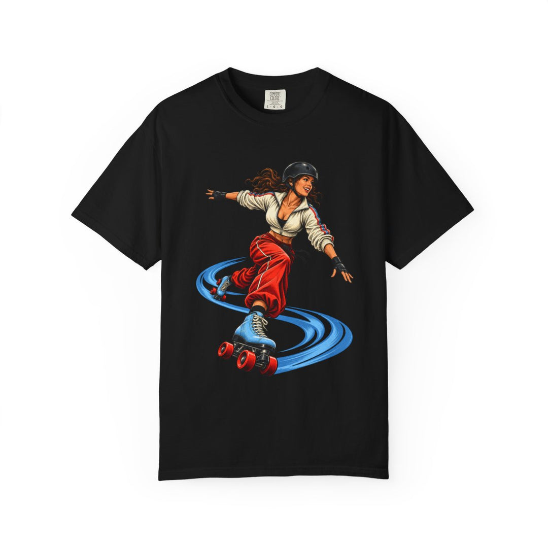 Roll With the Night Roller Skater Front Print Tee