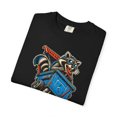 Dumpster Rocket Raccoon Front Print Tee folded front print detail