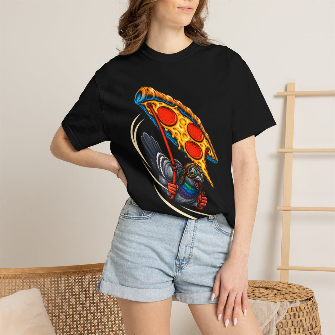 Pizza Glider Pigeon Front Print Tee