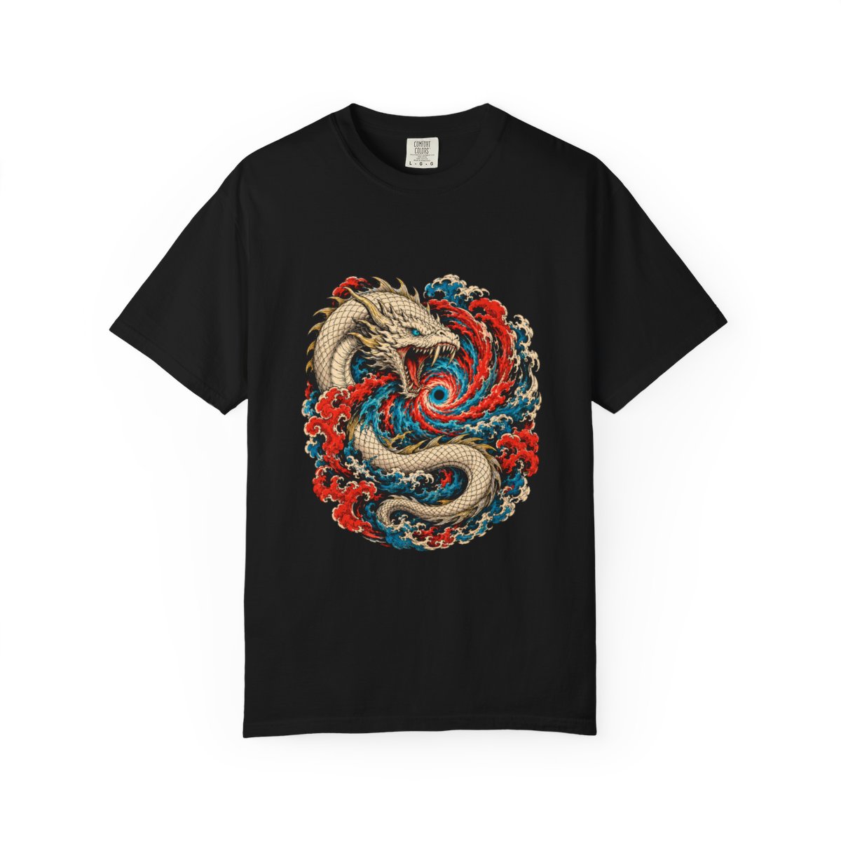 Eye of the Leviathan Front Print Tee large front print on a Black Comfort Colors 1717 tee