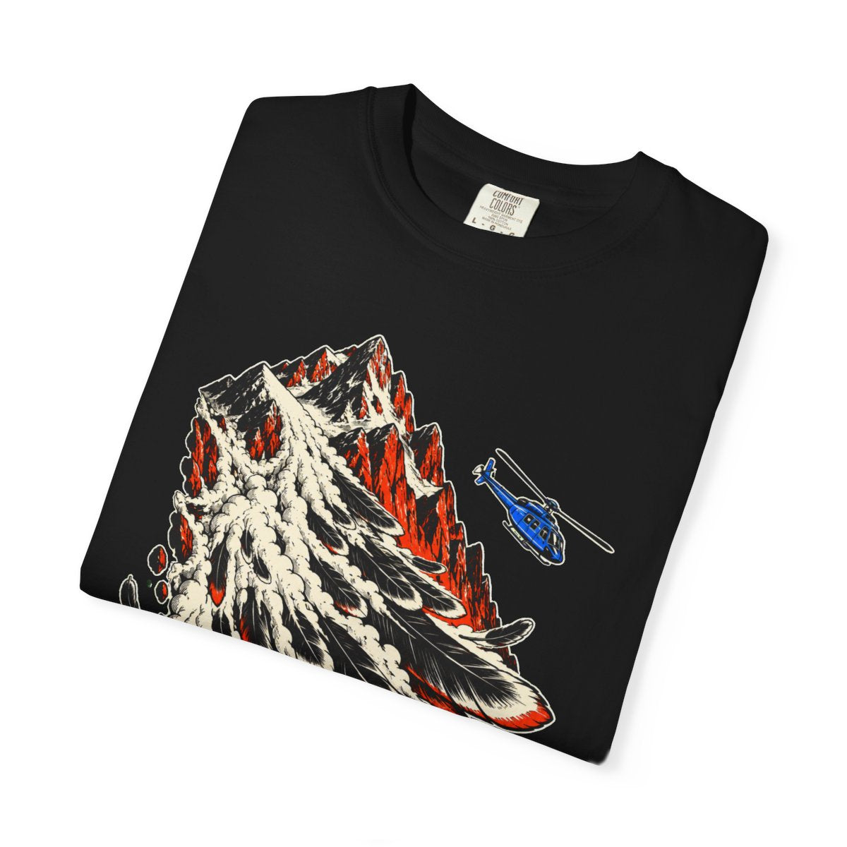 Avalanche of Feathers Front Print Tee folded front print detail