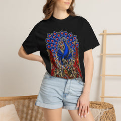 Eyes of the Court Front Print Tee worn Printify context view on a Black Comfort Colors 1717 tee