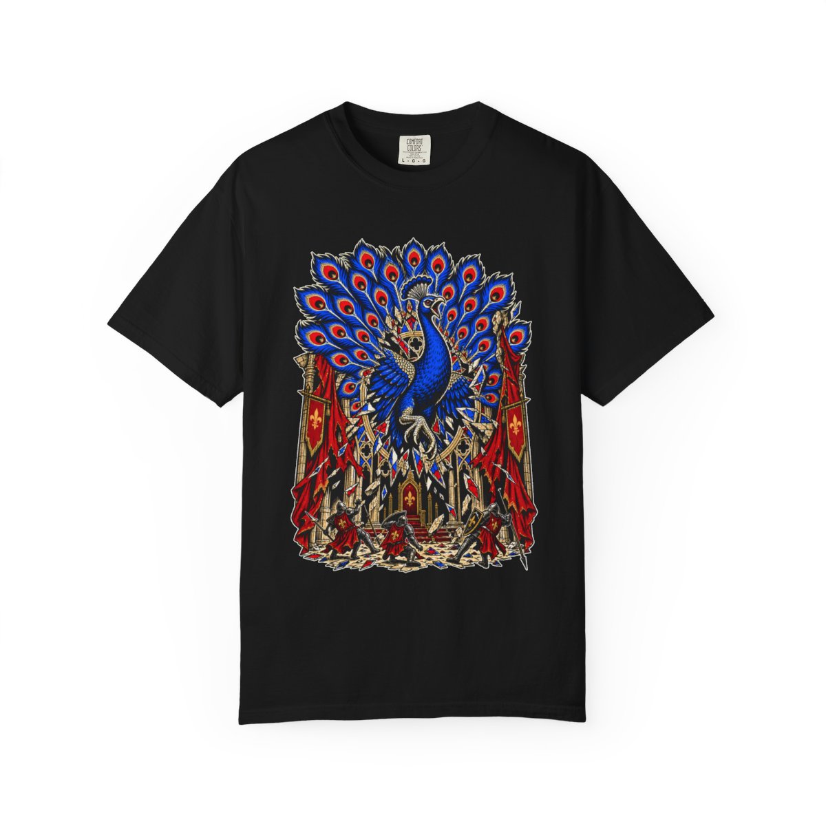 Eyes of the Court Front Print Tee large front print on a Black Comfort Colors 1717 tee