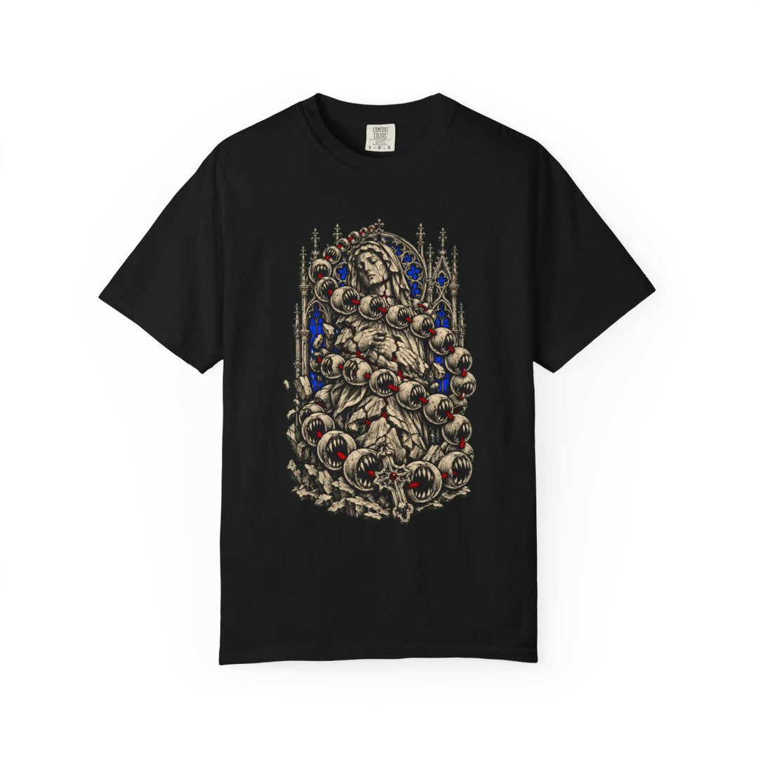 Her Rosary Has Teeth Front Print Tee